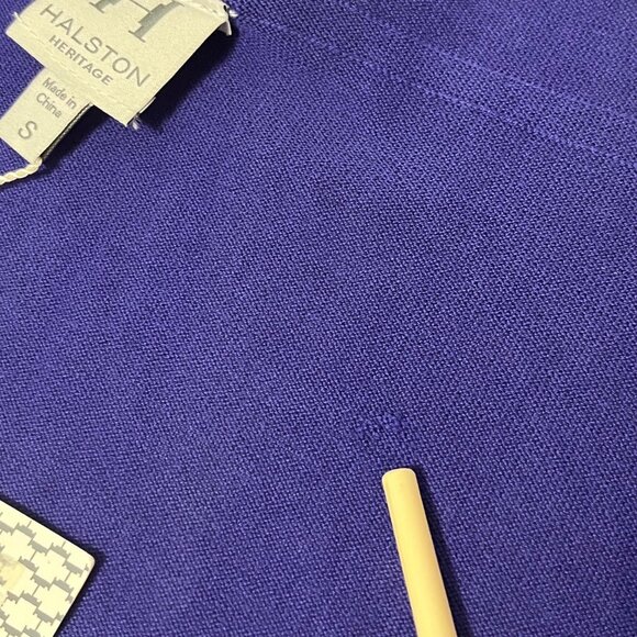 NWT Halston Heritage Open Front Cardigan S Blue Silk Blend Asymmetric Sweater - Picture 10 of 14